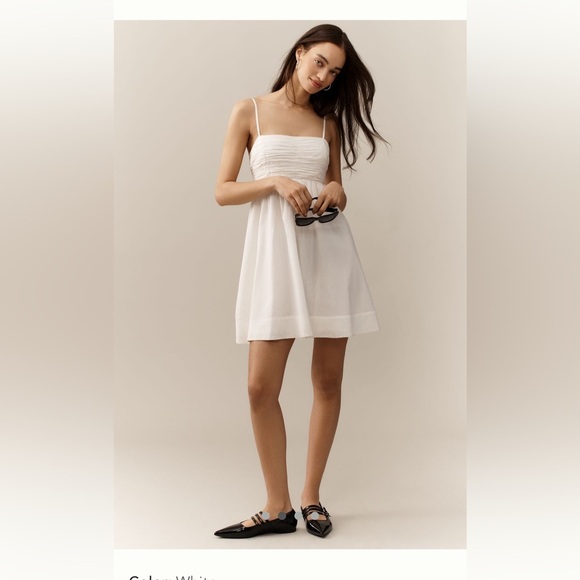 Anthropologie Forever That Girl Mini Dress Size XL White Spaghetti Straps Flowy - Picture 1 of 15